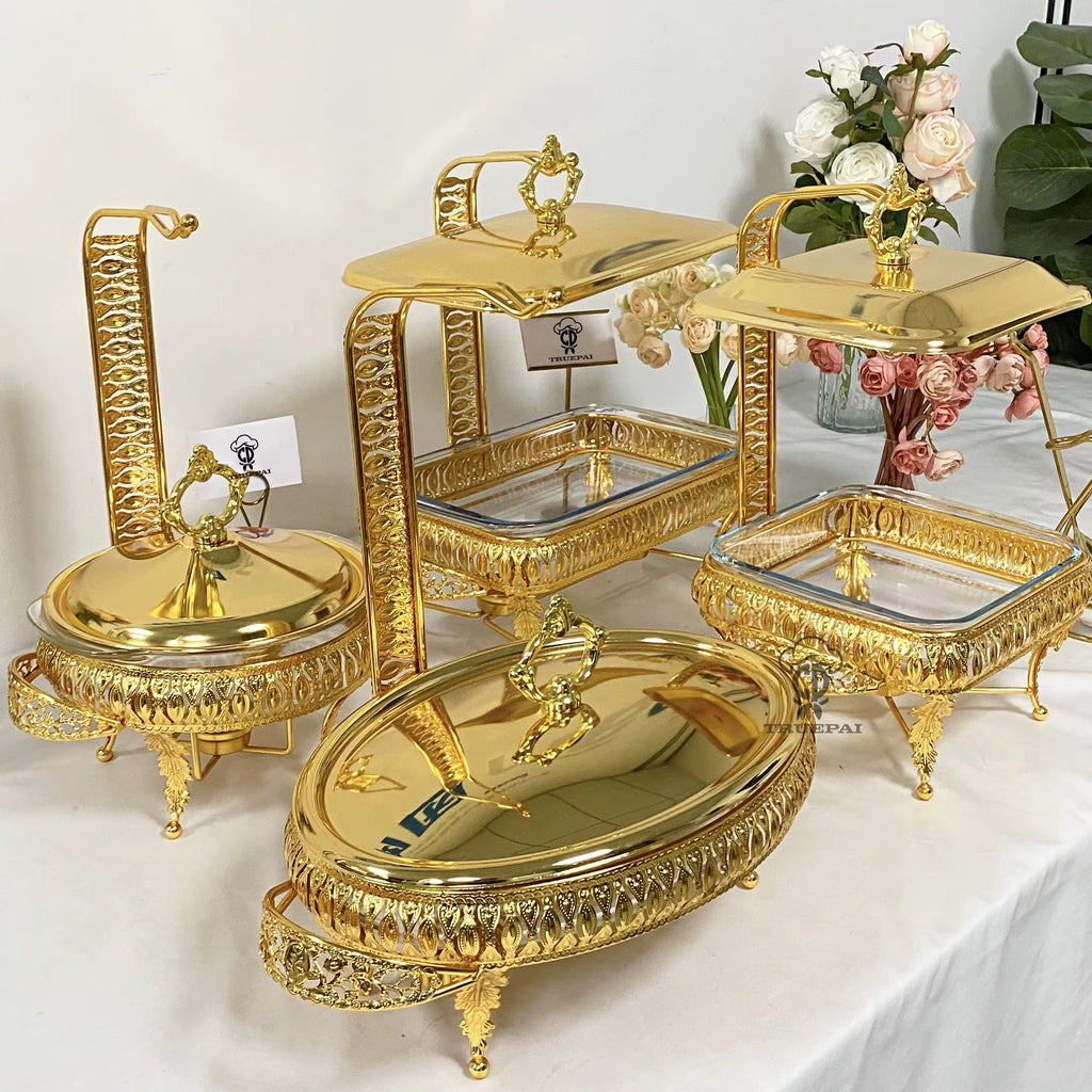 Luxury Golden Glass Hook Chafing Dish