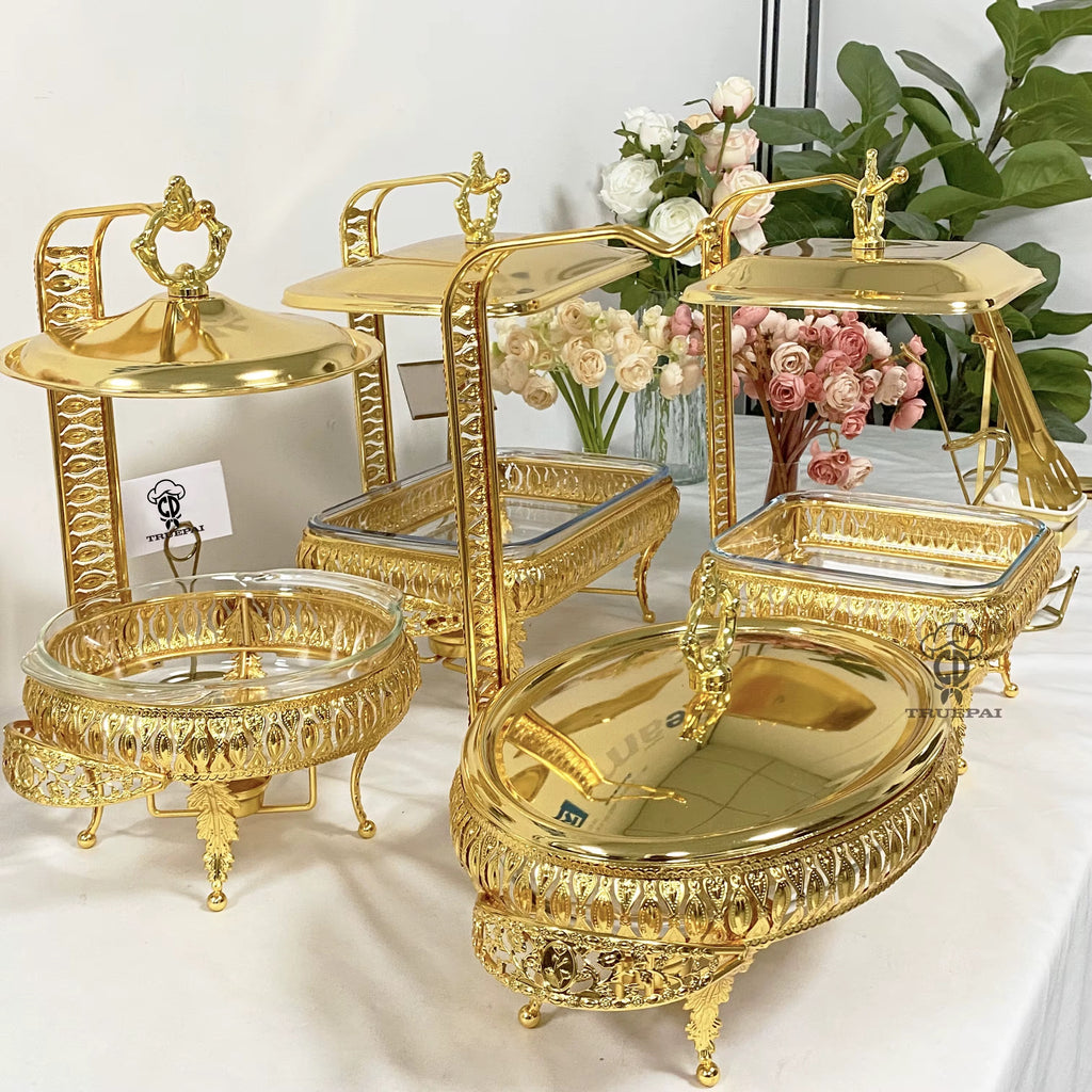 Luxury Golden Glass Hook Chafing Dish
