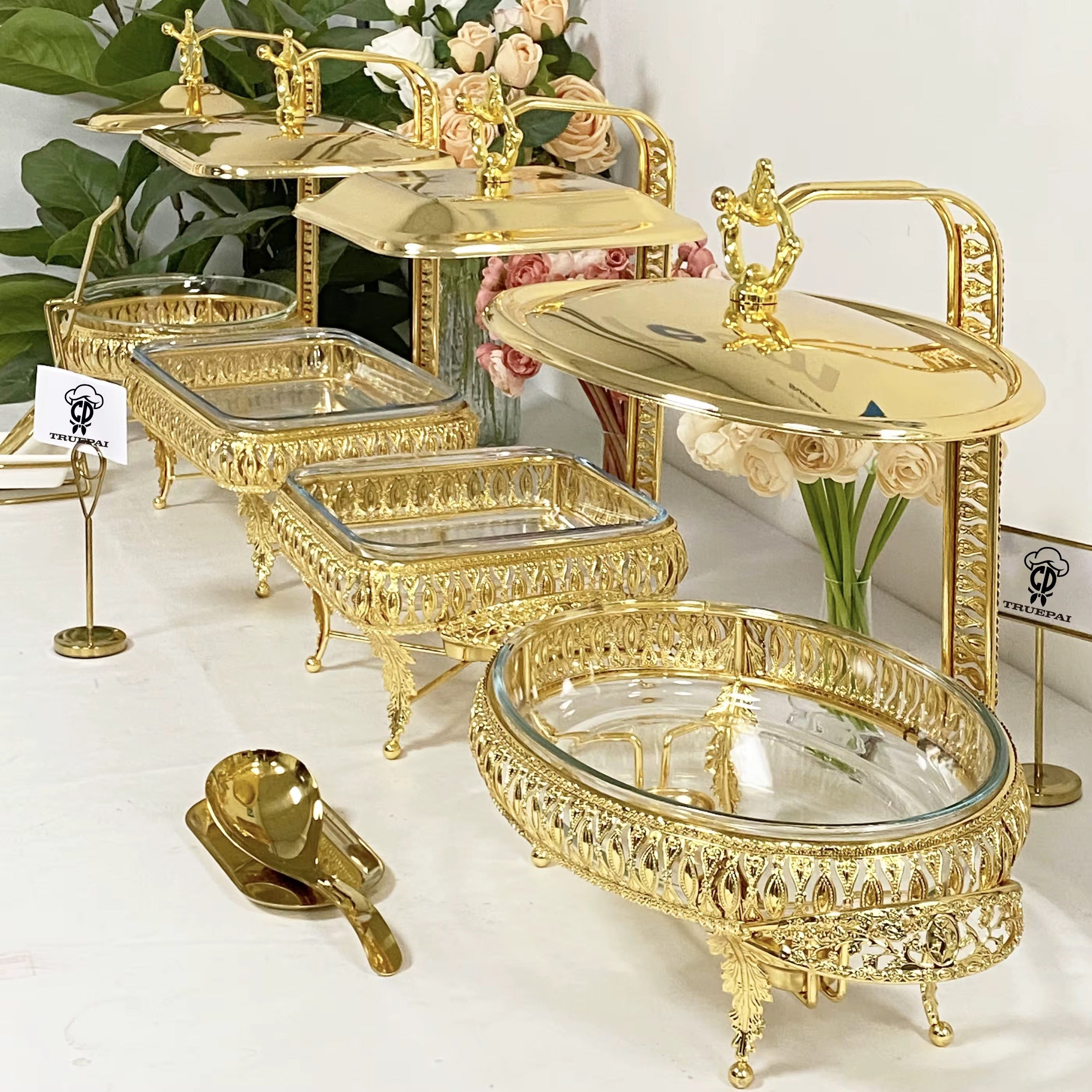 Luxury Golden Glass Hook Chafing Dish